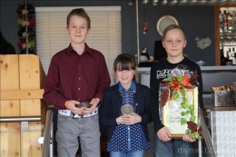 Stigahæstu knapar í barnaflokki: Eysteinn, Rakel og Ingvar. Ljósm./Þytur