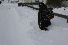 Já en löggan og umferðarskólinn sögðu að við ættum alltaf að ganga á gangstéttinni. 