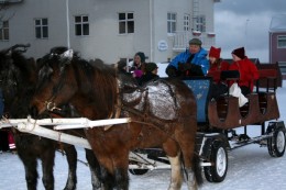 Ingimar bauð börnunum í rúnt á hestakerru