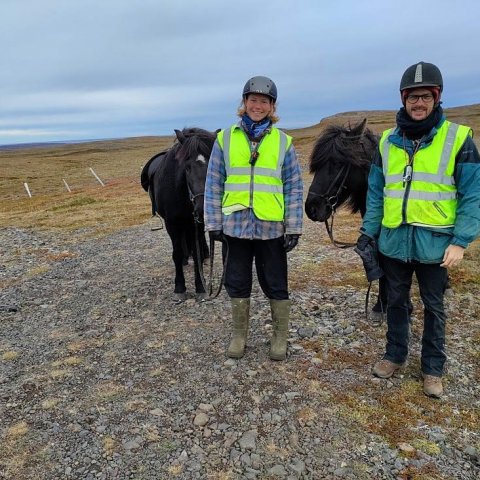 Hin nýgiftu Herdís og Grigory.Kannski var þetta brúðkaupsferðin.