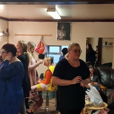 Allt að gerast í búningaherberginu.