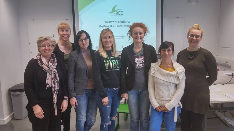 Leiðtogar Free verkefnisins á fundi í Sheffield. Lilja Gunnlaugsdóttir á Sauðárkróki er lengst til hægri á myndinni.