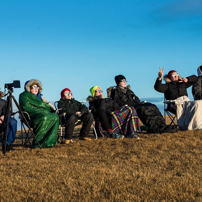 Stemningsmyndir af sólmyrkvanum