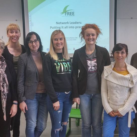 Leiðtogar Free verkefnisins á fundi í Sheffield. Lilja Gunnlaugsdóttir á Sauðárkróki er lengst til hægri á myndinni.