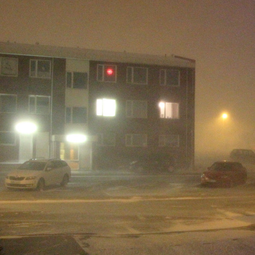 Mynd tekin í morgun á Víðigrundinni á Sauðárkróki. Mynd: PF.