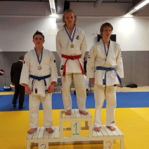 Viktor Már Heiðarsson , lengst til vinstri, varð í öðru sæti í 73kg flokki undir 18 ára og í þriðja sæti í undir 21 árs. Mynd: Jsi.is.