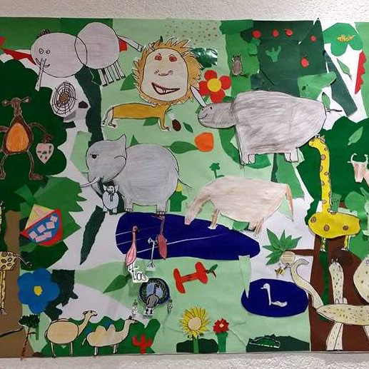 Frumskógur í túlkun nemenda Grunnskólans austan Vatna. Mynd: Þuríður Helga Jónsdóttir