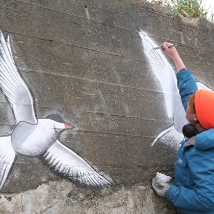 Listaverk í smíðum í gamla bænum