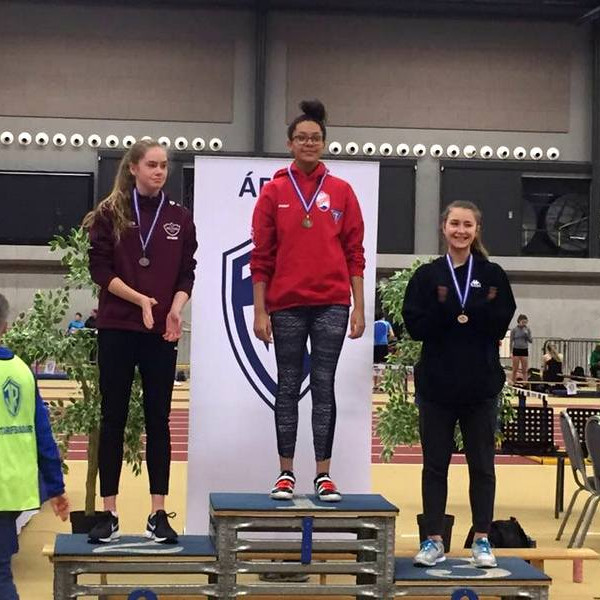 Andrea Maya Chirikadzi varð í 1.sæti í kúluvarpi. Mynd: Facebooksíða UMSS.