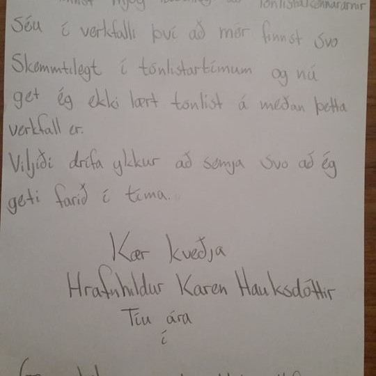 Tónlistarnemi á Hofsósi skrifar ráðherra