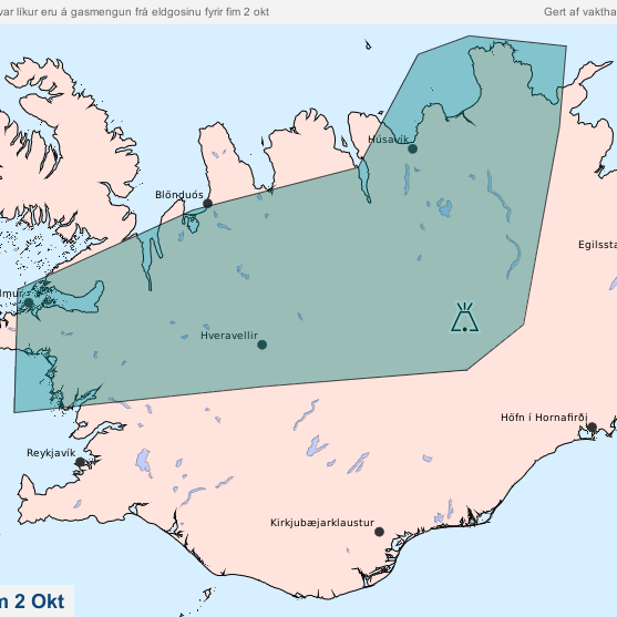 Gasmengun yfir Norðurlandi í dag