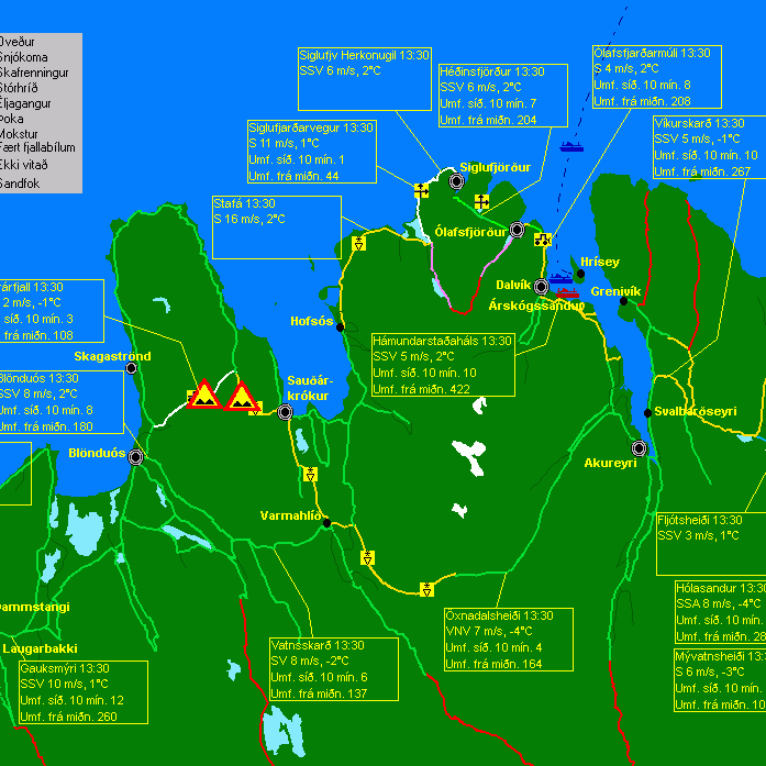 Strætó yfir Vatnsskarð vegna þungrar færðar
