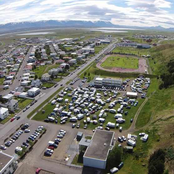 Flæðarnar og íþróttasvæðið á Sauðárkróki. Mynd: Guðmundur Stefán Sigurðarson.