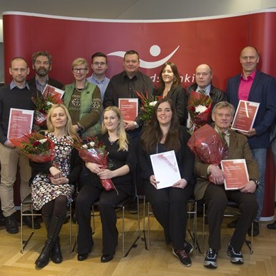 Frá afhendingu styrkja úr Frumkvöðlasjóði í des. 2014. Ljósm./Íslandsbanki.