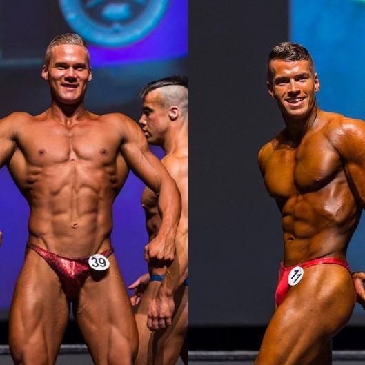 Gunnar Stefán Pétursson varð bikarmeistari unglinga í vaxtarrækt og Elmar Eysteinsson var í þriðja sæti í fitnessi karla. Ljósm./fitness.is/Gyða Henningsdóttir
