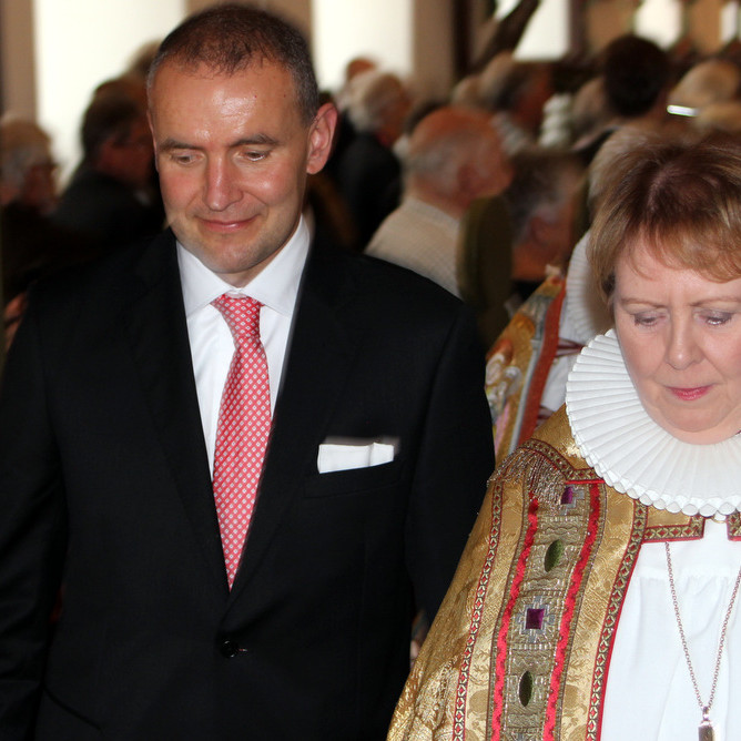 Forseti Íslands, hr. Guðni Th. Jóhannesson og biskup Íslands, sr. Agnes M. Sigurðardóttir. Mynd: KSE.