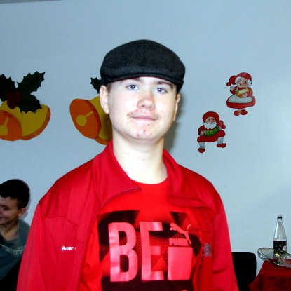 Arnar Freyr Guðmundsson rauðklæddur á dönskum degi. Mynd: PF.