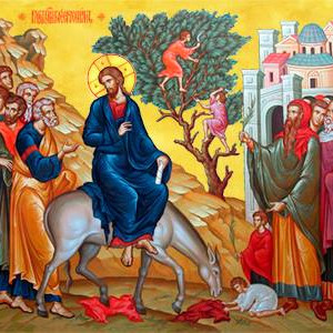 Innreið Jesú í Jerúsalem.