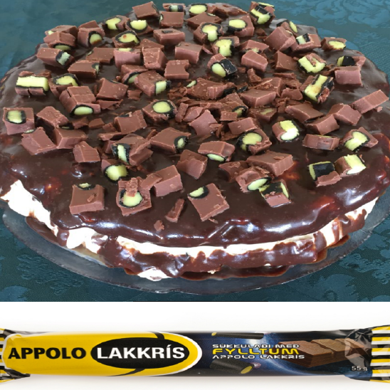 Helgargóðgætið - maregnsterta með Góu súkkulaðistykki m/fylltum appolo lakkrís