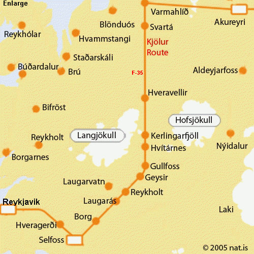 Lentu í gjá á Kjalvegi