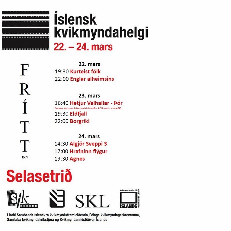 Íslensk kvikmyndahelgi 22.-24. mars í Selasetrinu