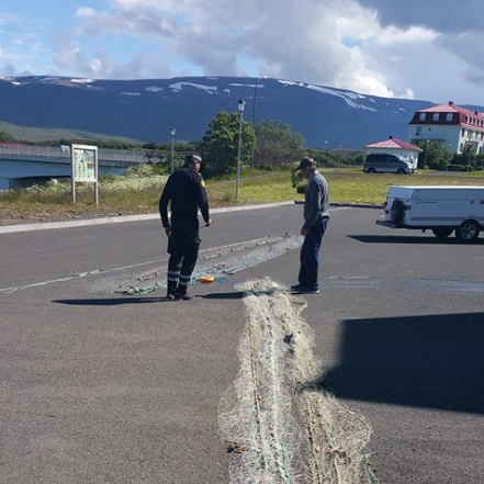 Laxanet gerð upptæk. Mynd: Facebook síða Lögreglunnar á Norðurlandi vestra.