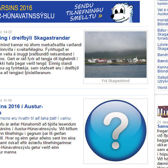 Húnahornið stendur fyrir vali á Manni ársins í Austur-Húnavatnssýslu. Mynd: Skjáskot af vef Húnahornsins.