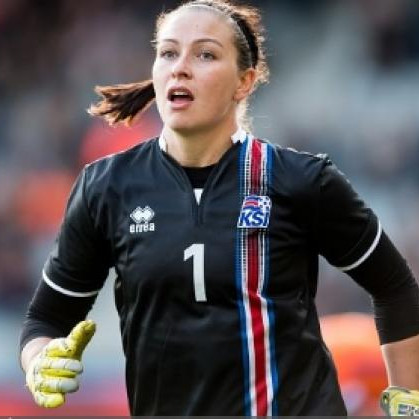 Guðbjörg, eða Gugga eins og hún er gjarnan kölluð, á að baki samanlagt 88 landsleiki með landsliðum Íslands frá árinu 2000, fyrst í U-17,  síðan U-19, þá U-21 liðinu og loks A-landsliðinu, þar af 51 leik með því síðastnefnda. Mynd af vef Skagfirðingafélagsins.