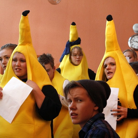 Undarlegir bananar á ferð um bæinn í dag