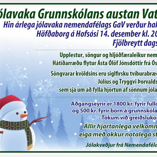 Jólavaka Grunnskólans austan Vatna á Hofsósi