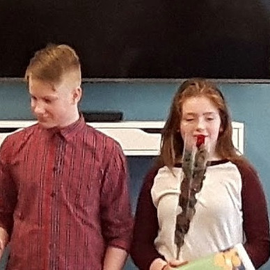 Fulltrúar Varmahlíðarskóla í Stóru upplestrarkeppninni 2017. Mynd af: skagafjordur.is.