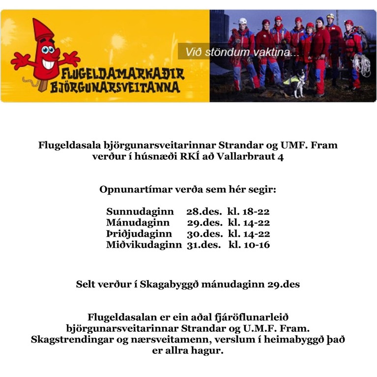 Flugeldasala á Skagaströnd og í Skagabyggð