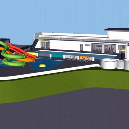 Mögulegt útlit endurbóta og viðbyggingar við Sundlaug Sauðárkróks. Mynd: Skagafjörður.is.