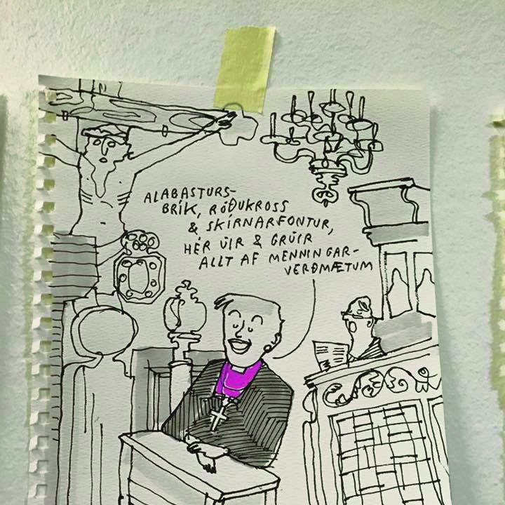 Rán Flygering og Lóa Hjálmtýsdóttir teiknuðu ráðstefnuna alla tímann, og má segja að skemmtilegar teikningar þeirra hafi komið í staðinn fyrir fundargerðir.