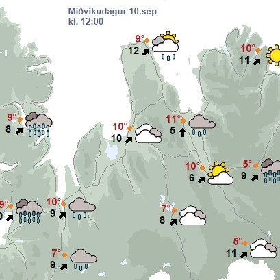 Rigning eða skúrir fram að helgi