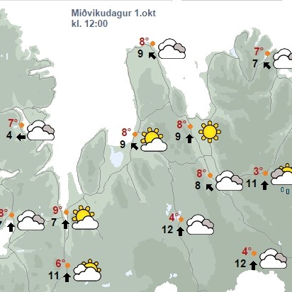Búist  við hvassviðri eða stormi síðdegis