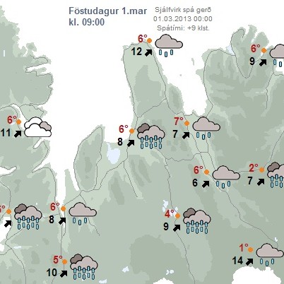 Úrkoma í veðurkortunum