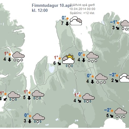 Hæg norðlæg átt og slydduél