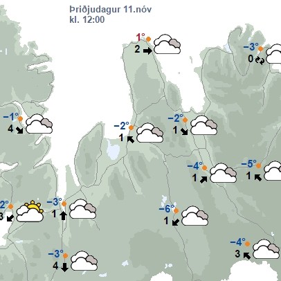 Skýjað með köflum og úrkomulítið í dag
