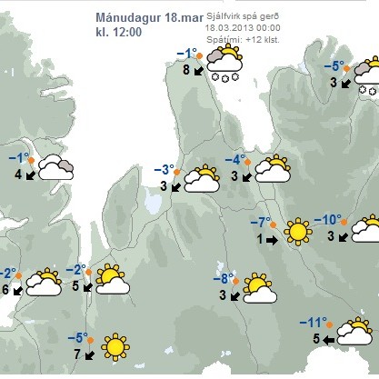 Áfram kalt næstu daga