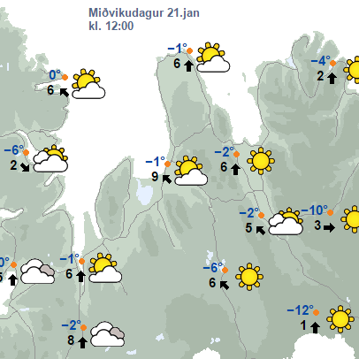 Skýjað með köflum og yfirleitt þurrt