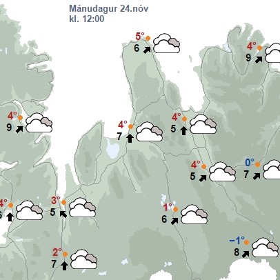 Sunnanátt og rigning