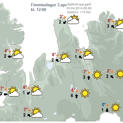Spáð rigningu í nótt