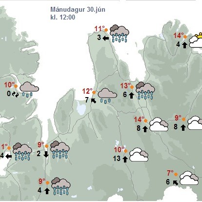 Rigningasamt næstu daga