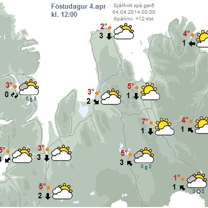 Lítilsháttar væta fram yfir hádegi