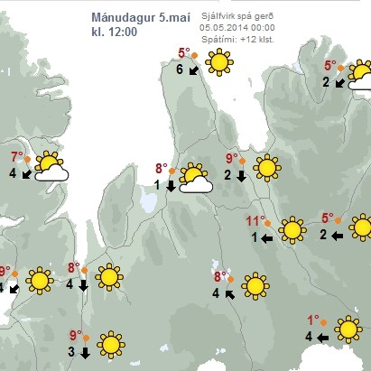 Lygnt og léttskýjað í dag