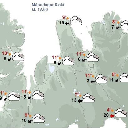 Lítilsháttar væta í dag