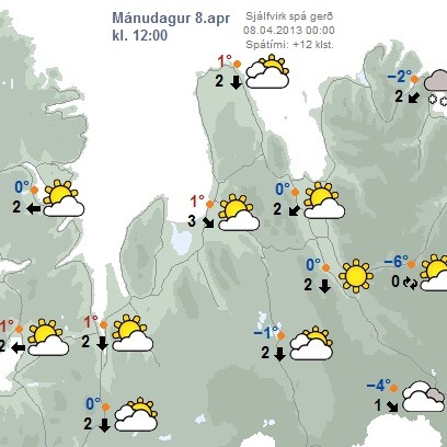 Spáð kólnandi veðri