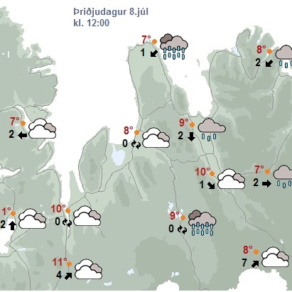 Þokuloft, súld og rigning í dag