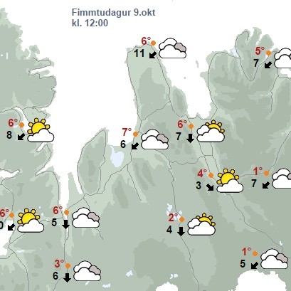 Hvassast við sjávarsíðuna